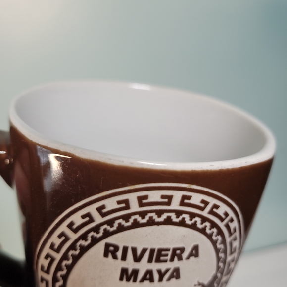 Riviera Maya Mexico Mug Etched Fethered Serpent Quetzalcoatl Kukulkan Brown - Picture 10 of 11